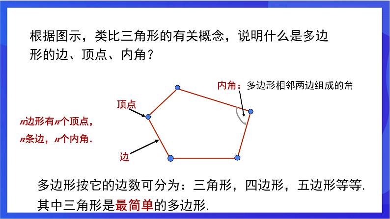 湘教版数学八年级下册 2.1.1《多边形及多边形的内角和》课件第7页