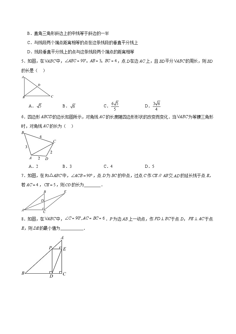 （寒假）2025年中考数学一轮复习巩固练习+随堂检测 第11练  等腰三角形与直角三角形（原卷版）第2页