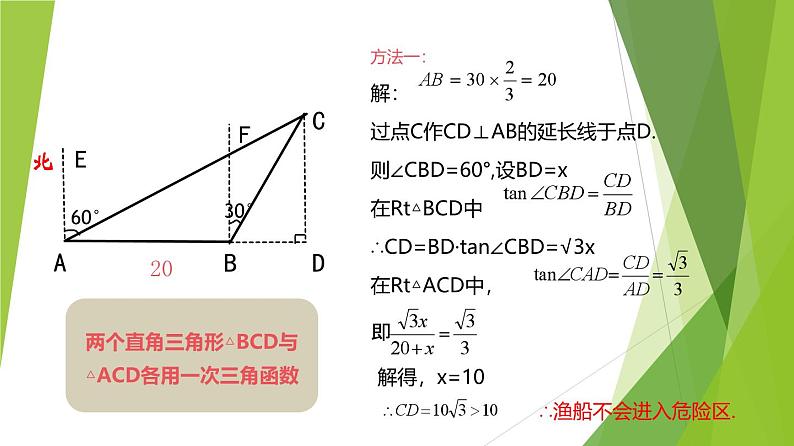 沪教版数学九上同步教学课件25.4解直角三角形的应用—方向角（第2课时）第8页