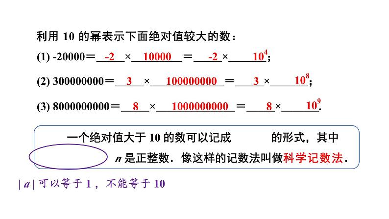 初中数学新华东师大版七年级上册1.11第2课时 科学记数法教学课件2024秋第5页