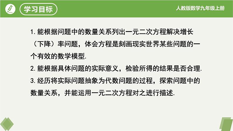 人教版数学九年级上册同步课件21.3实际问题与一元二次方程(第2课时增长、下降率问题）第2页