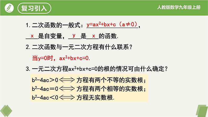 人教版数学九年级上册同步课件22.2二次函数与一元二次方程第3页