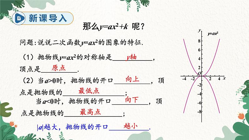 人教版数学九年级上册 22.1.3 第1课时 二次函数y=ax²+k的图象和性质课件第2页