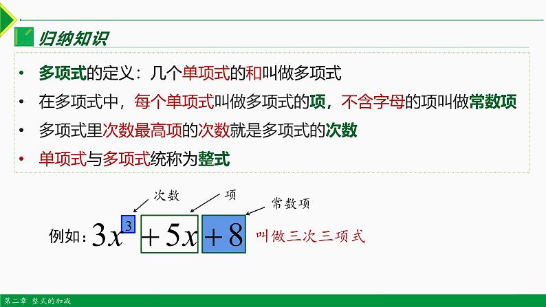 人教版数学七上同步教学课件2.1 整式 第3课时(多项式）（含答案）第7页