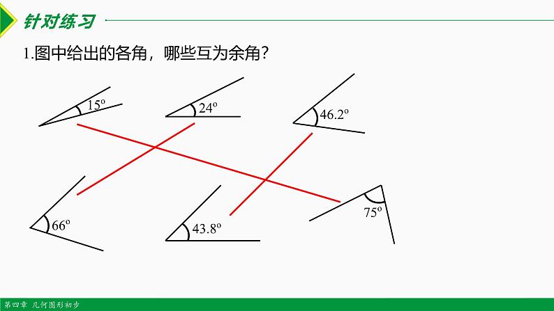 人教版数学七上同步教学课件4.3.3 余角和补角（第1课时）（含答案）第4页