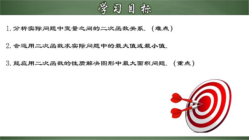 2024年人教版数学九年级上册同步课件22.3.1 实际问题与二次函数（一）-几何图形面积问题第2页