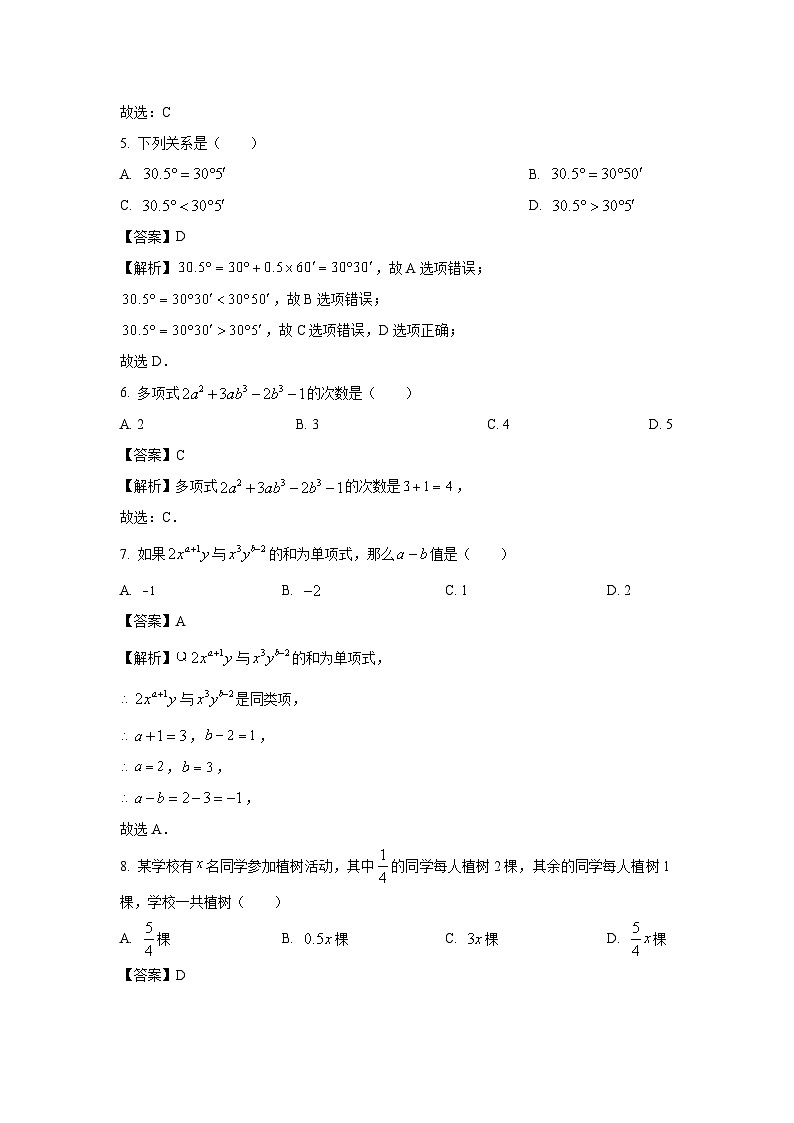 湖南省邵阳市邵阳县2023-2024学年七年级（上）期末数学试卷（解析版）第2页