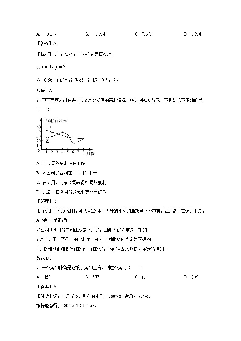 湖南省娄底市2023-2024学年七年级（上）期末数学试卷（解析版）第3页