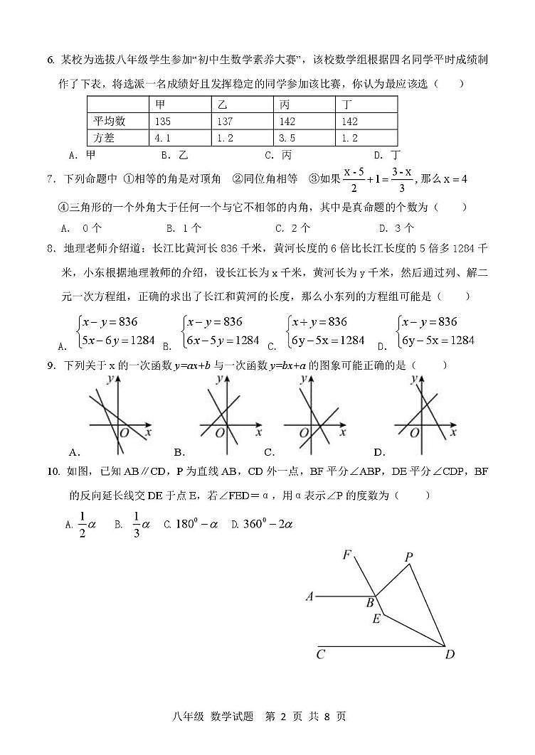山东省济南市长清区2024-2025学年八年级上学期数学期末模拟试题第2页