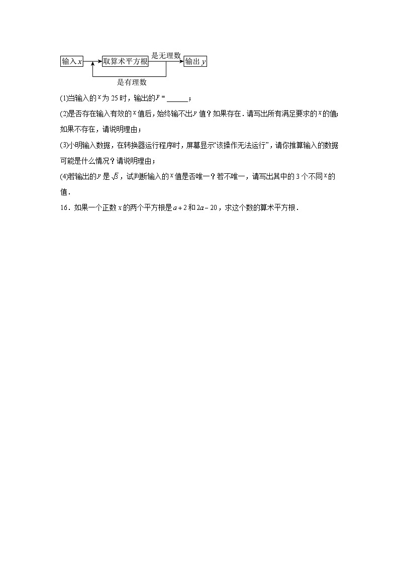 人教版2024七年级下册数学8.1平方根同步练习含答案第3页