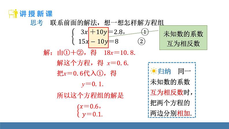 人教版（2024）七年级数学下册课件 10.2.2 加减消元法 第1课时第5页