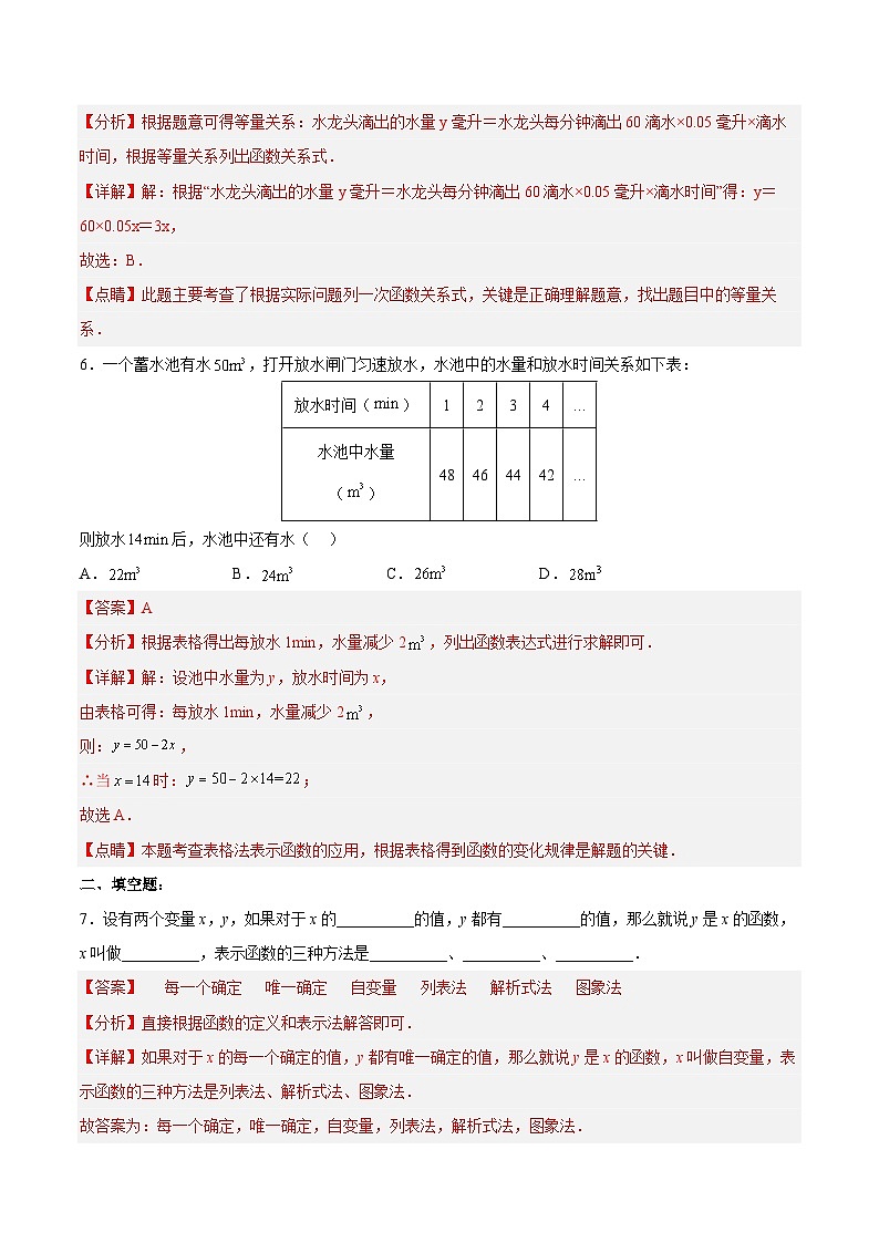 19.1.4 函数的表示法（分层作业）【解析版】第3页