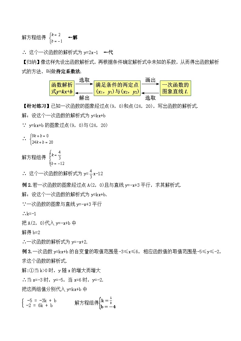19.2.5 一次函数的解析式的求法（教学设计）第3页