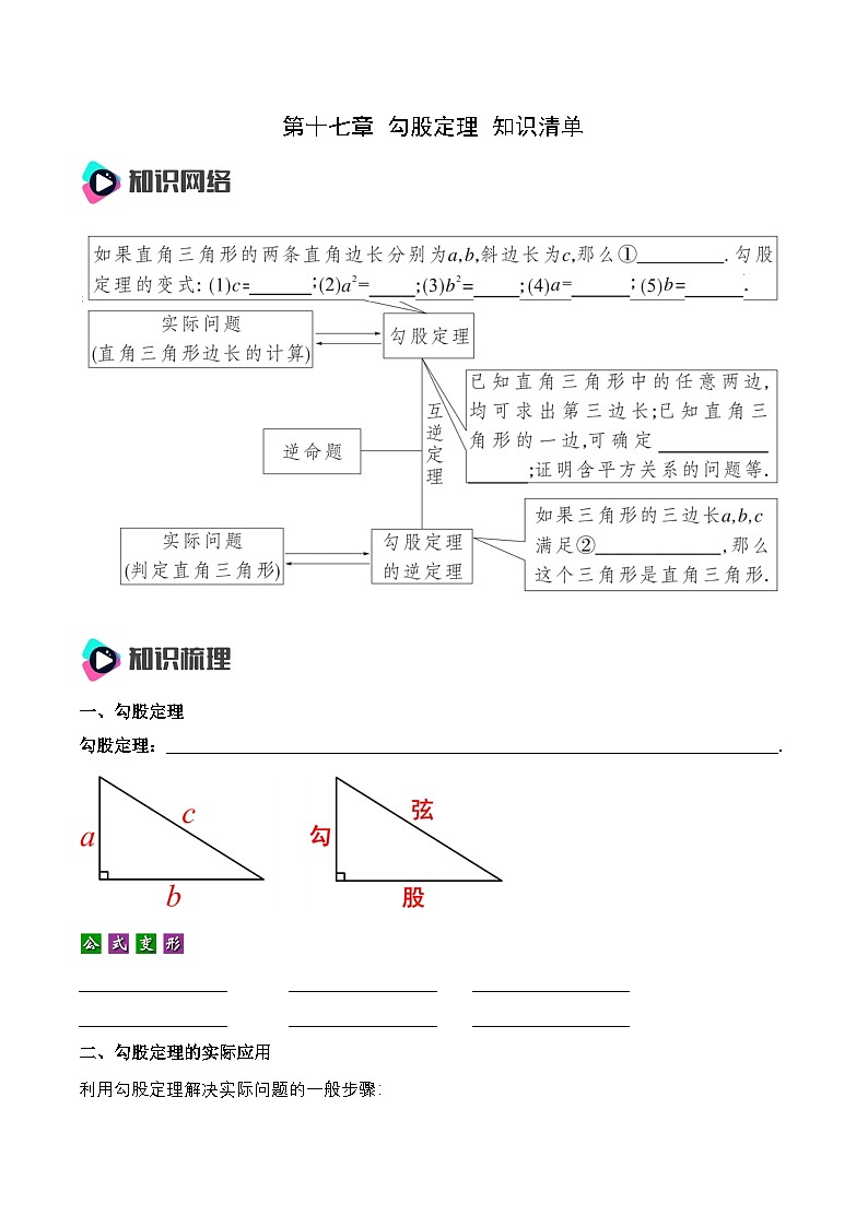 第十七章 勾股定理（知识清单）【原卷版】第1页