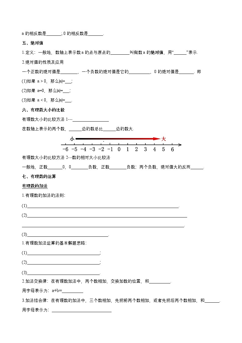 人教版数学七上同步课时分层练习第一章 有理数 知识清单（原卷版）第3页