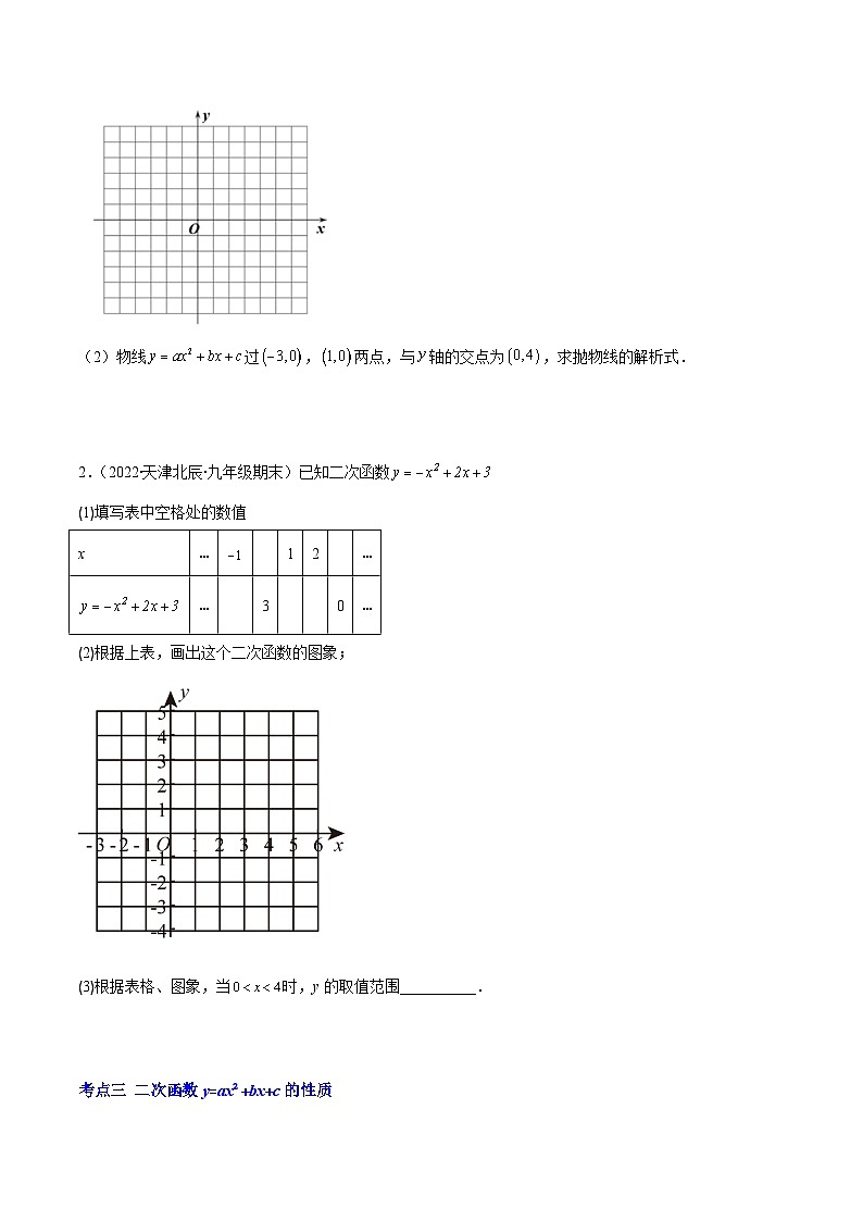 人教版数学九上重难点复习专题07 二次函数y=ax²+bx+c的图象和性质1(原卷版)第2页