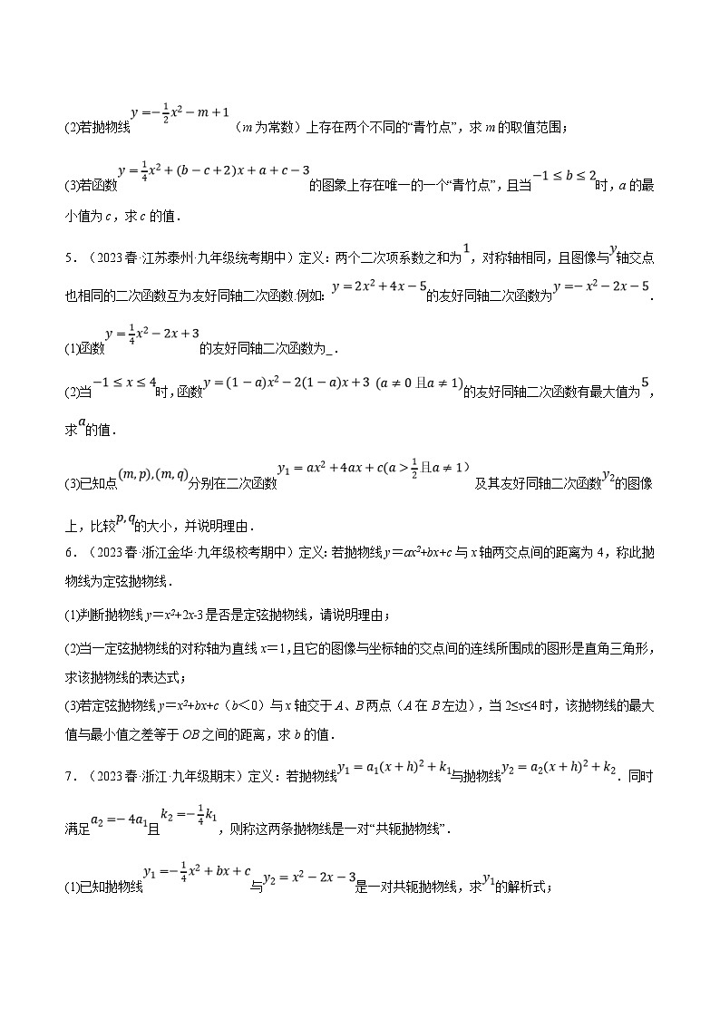 浙教版数学九年级上册同步考点练习专题1.8 二次函数中的三大类型新定义问题（原卷版）第2页