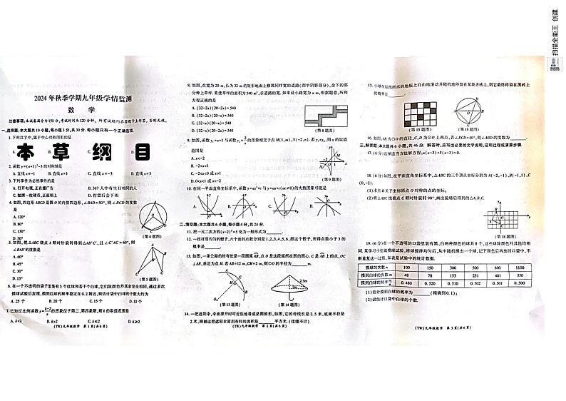 甘肃省陇南市西和县2024-2025学年九年级上学期期末学情检测数学试卷第1页