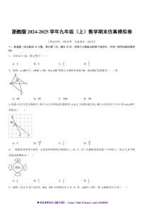 2024～2025学年浙教版九年级(上)试卷数学期末仿真模拟卷原卷+解析卷