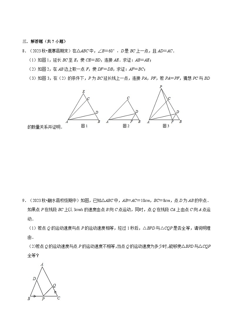 人教版八年级上册数学期末复习：几何证明 专题练习题（含答案解析）第3页