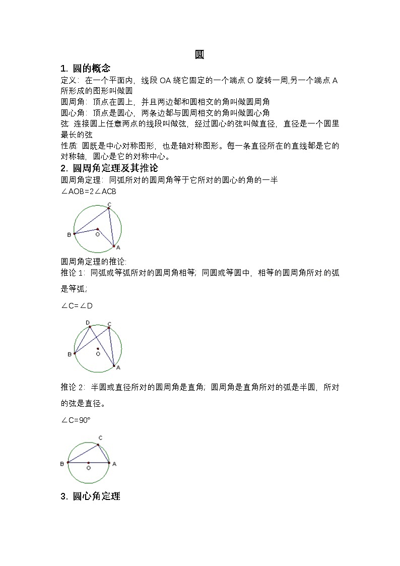 数学中考复习专项 圆（基础知识+练习无答案）第1页