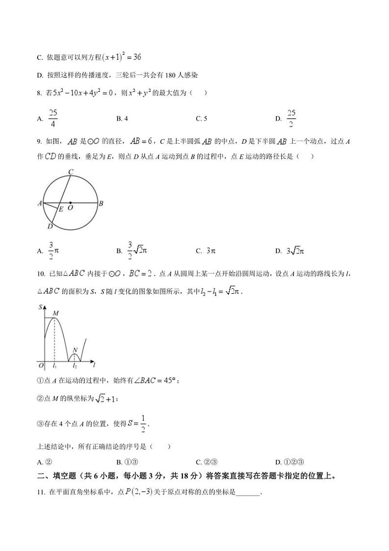 2024～2025学年湖北省武汉市卓刀泉中学九年级上12月月考数学试卷(含答案)第2页