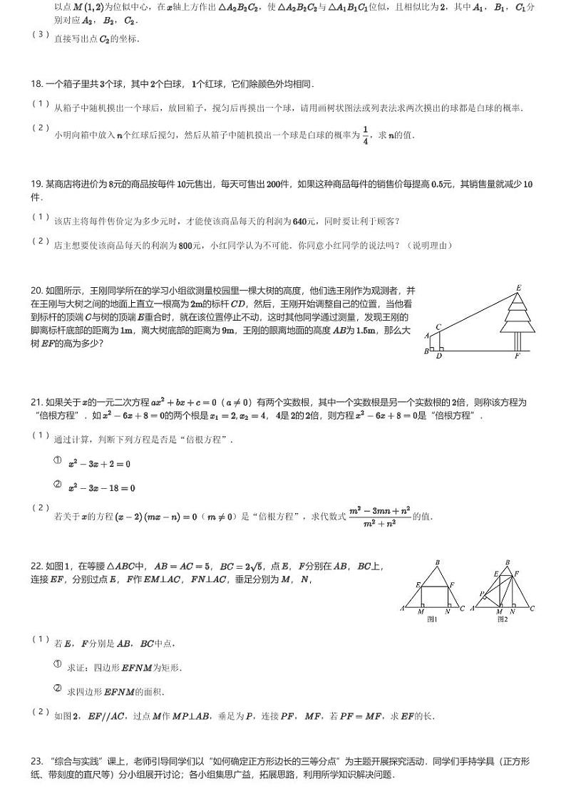 2024～2025学年辽宁沈阳浑南区初三(上)期中数学试卷(含解析)第3页