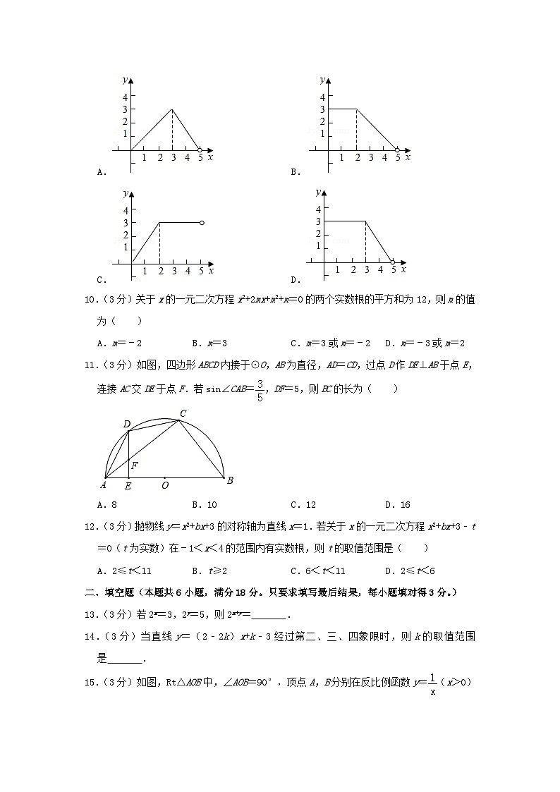 山东省潍坊市2024年中考数学水平提升模拟试题（含解析）第3页