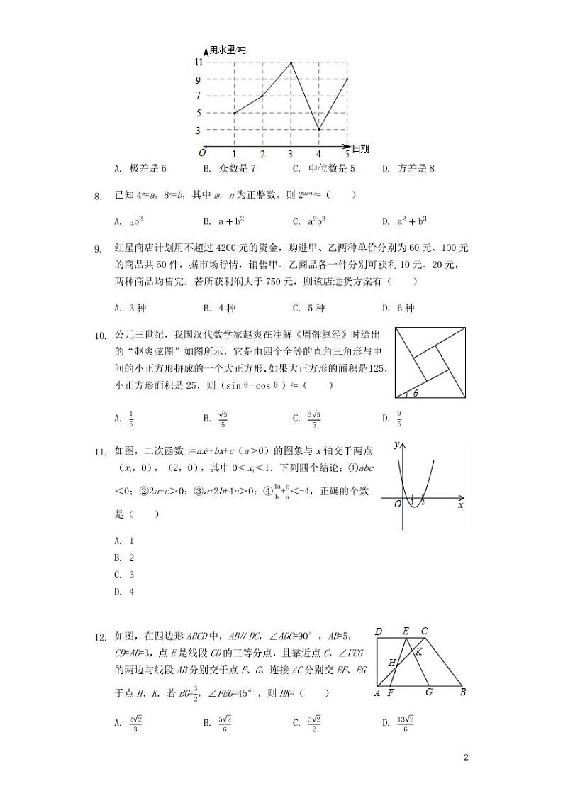 四川省绵阳市2024年中考数学模拟试题（含解析）第2页