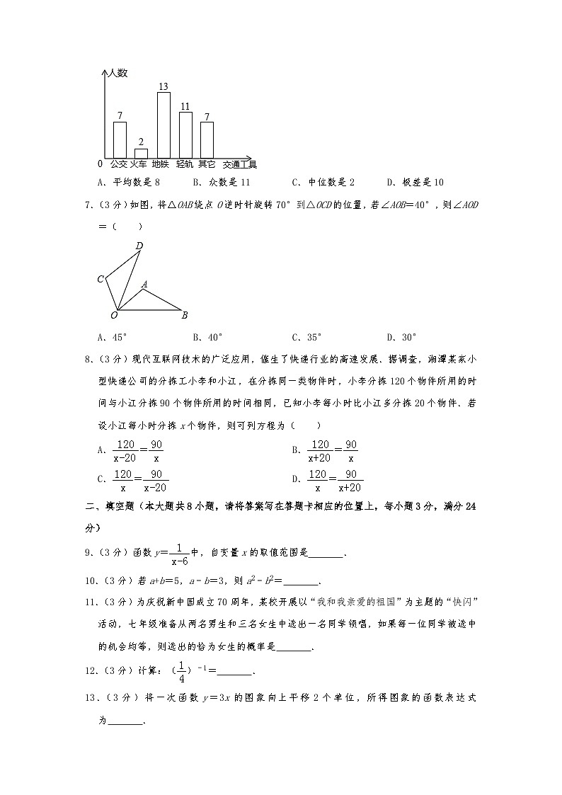 2024年湖南省湘潭市中考数学模拟试题（Word版，含解析）第2页