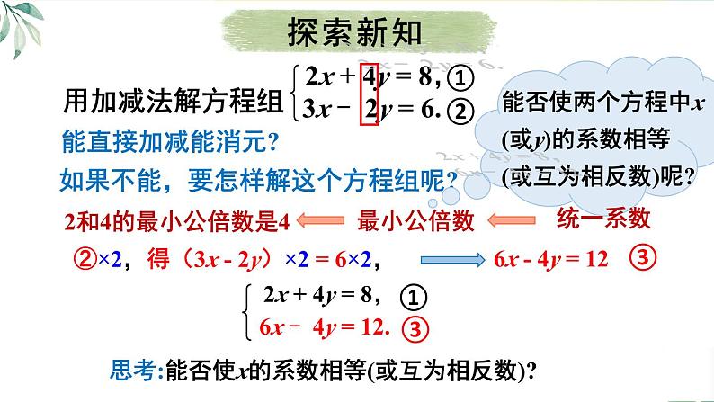 人教版（2024）七年级数学下册课件 10.2.2 第2课时 用加减消元法解稍复杂的二元一次方程组第4页