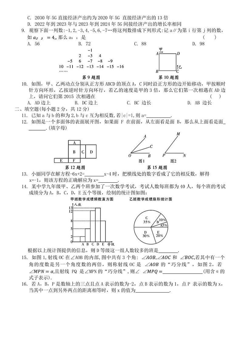 北师大版数学七年级上册期末综合测试卷(含答案)第2页