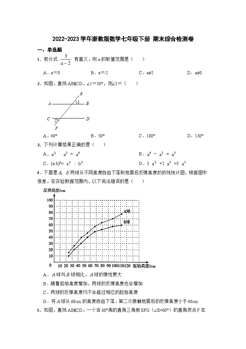浙教版数学七年级下册 期末综合检测卷第1页