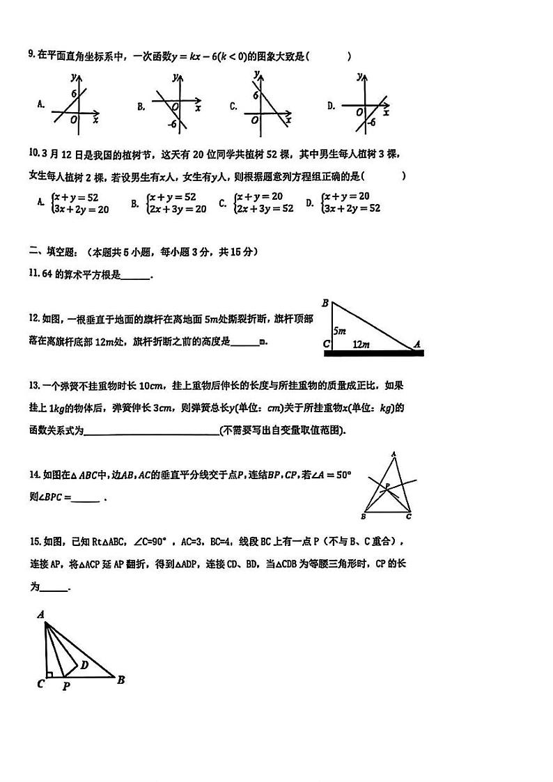 辽宁省沈阳43中学2024-2025八上期末模拟 数学试题（PDF版）第2页
