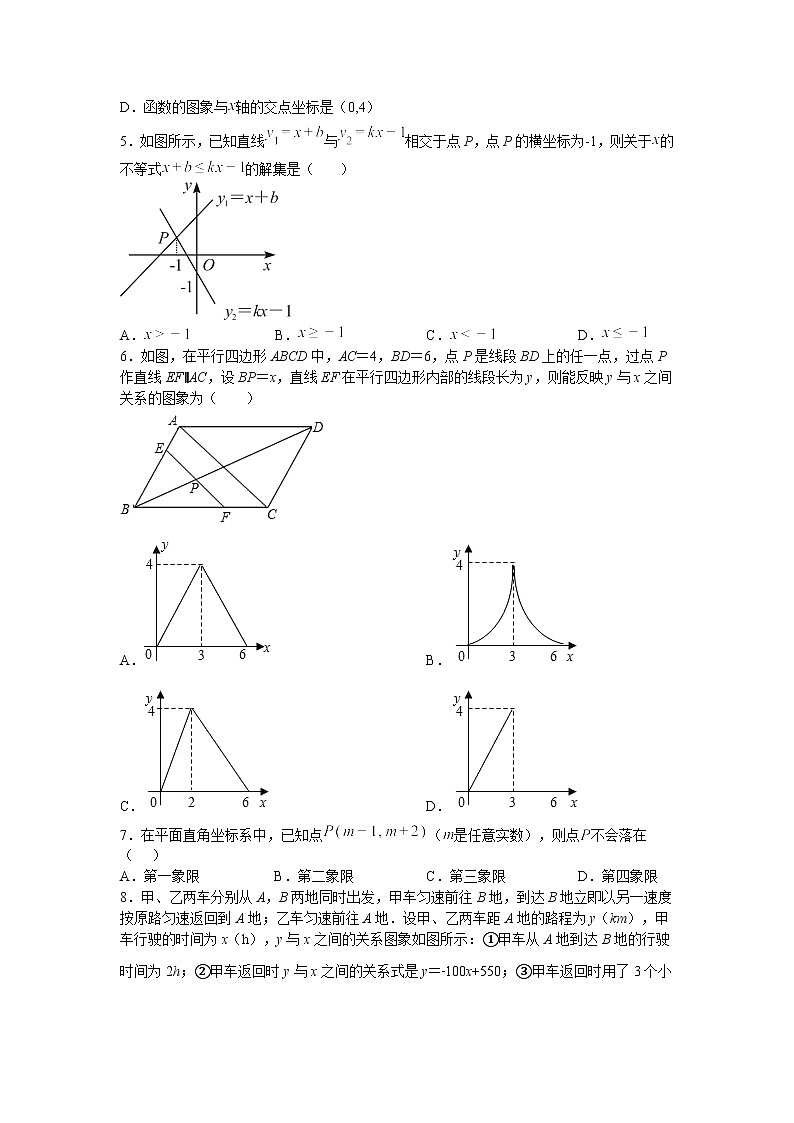 人教版数学八年级下册第19章一次函数期末专项夯基巩固训练第2页