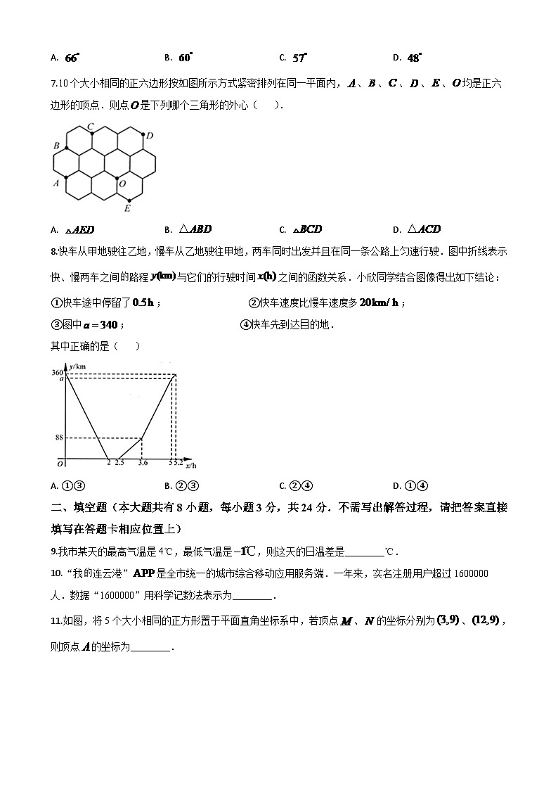 江苏省连云港市2024年中考模拟数学试题（原卷版）第2页