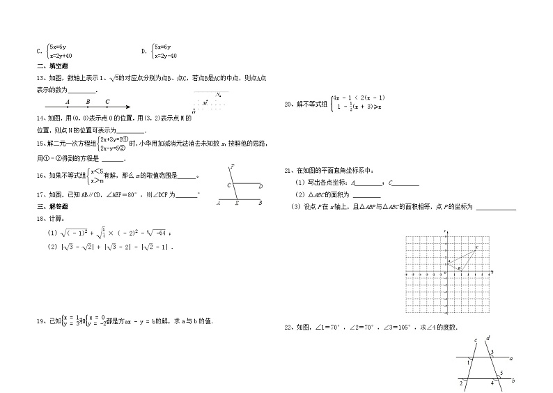 人教版七年级数学下册期末冲刺卷第2页