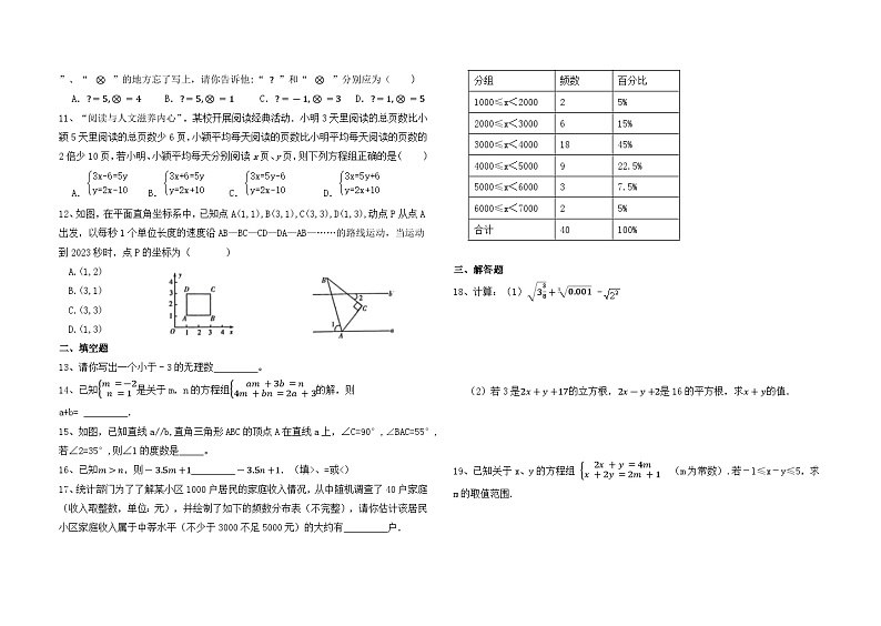 人教版七年级数学下册期末模拟卷第2页