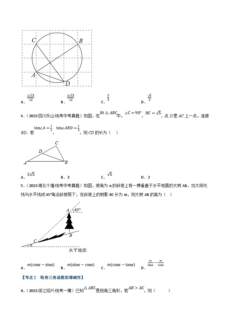 中考数学一轮复习专题18 解直角三角形（10个高频考点）（强化训练）（原卷版）第2页