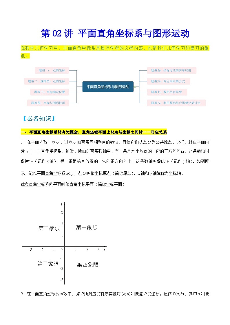 中考数学二轮培优训练第02讲 平面直角坐标系与图形运动（解析版）第1页