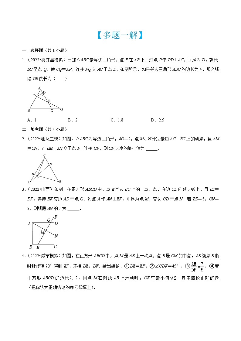 中考数学二轮培优训练第09讲 等腰三角形与正方形中的半角模型（原卷版）第2页
