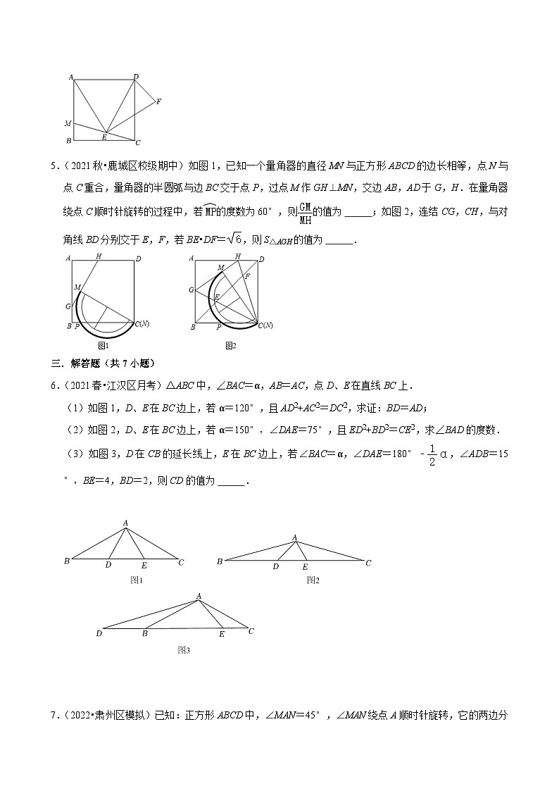 中考数学二轮培优训练第09讲 等腰三角形与正方形中的半角模型（原卷版）第3页