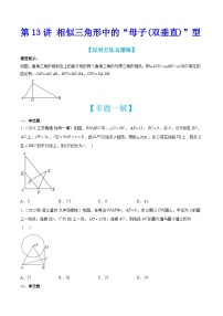 中考数学二轮培优训练第13讲 相似三角形中的“母子(双垂直)”型（2份，原卷版+解析版）