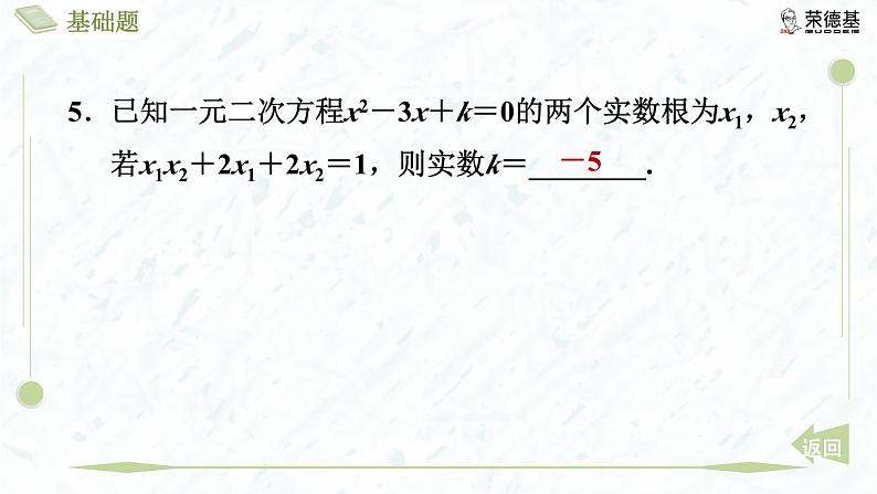 2.5 一元二次方程的根与系数的关系第8页