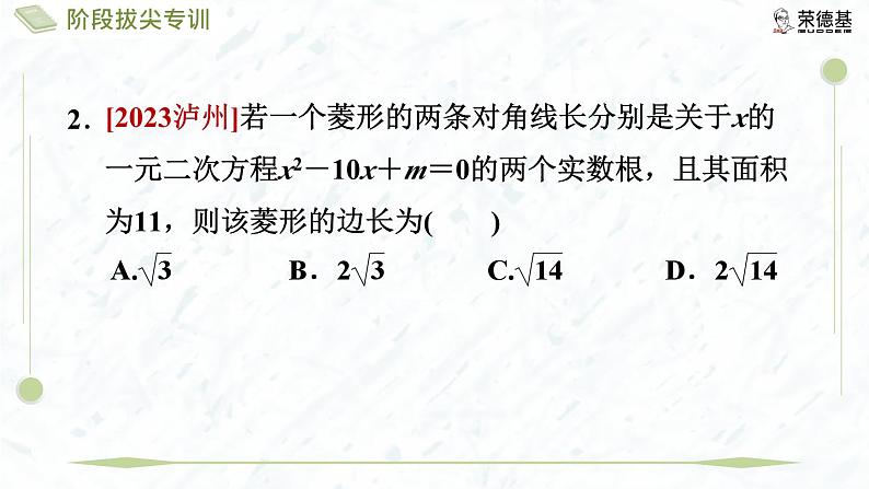 阶段拔尖专训8 一元二次方程的求解与几何图形结合第5页