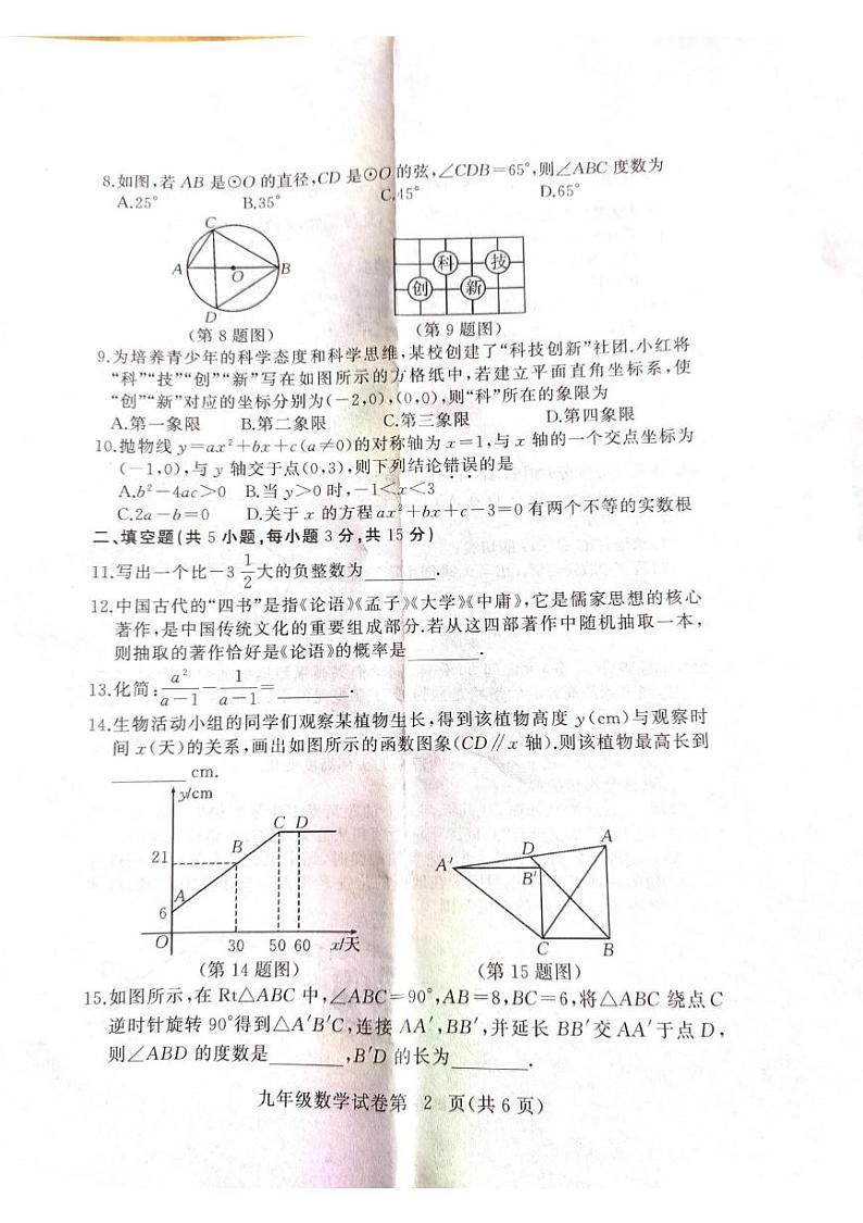 湖北省部分市州2024-2025学年九年级上学期1月期末数学试题第2页