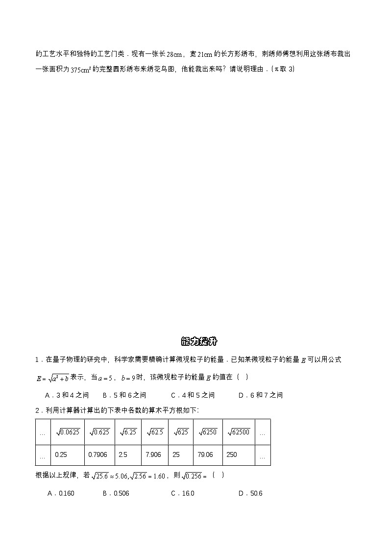 8.1.3 算术平方根的估算 分层作业 (原卷版）第2页