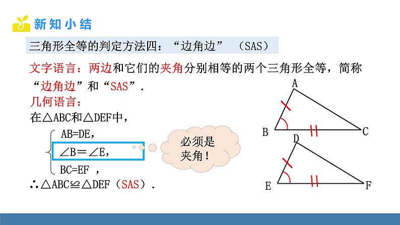 北师大版（2024）七年级数学（下）课件 4.3探索三角形全等的条件 第3课时 利用“SAS”判定两个三角形全等第7页