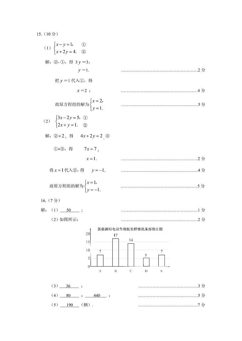 深圳福田区2024-2025年第一学期八年级数学试卷答案及评分标准第2页