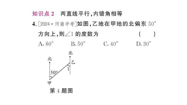 初中数学新人教版七年级下册7.2.3第1课时 平行线的性质 作业课件2025春第5页